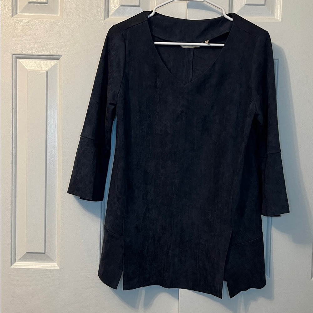 Soft Surroundings Izzy Tunic Blouse Faux Suede 3/4 Bell Sleeve Size S‎